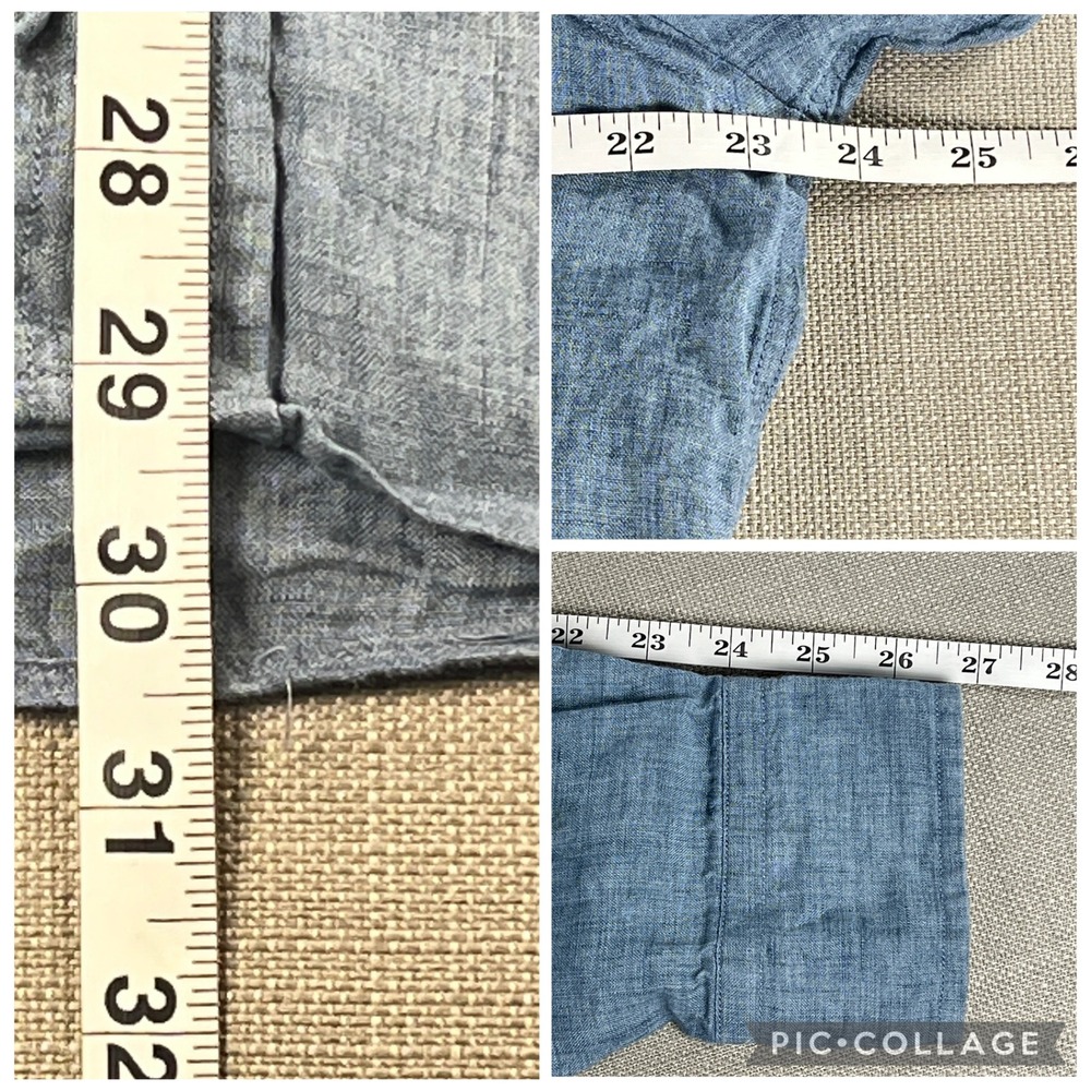 Baldessarini Button Down Shirt Mens L 42 Blue 100% Linen BLD-Hugh Long Sleeve - Picture 7 of 7
